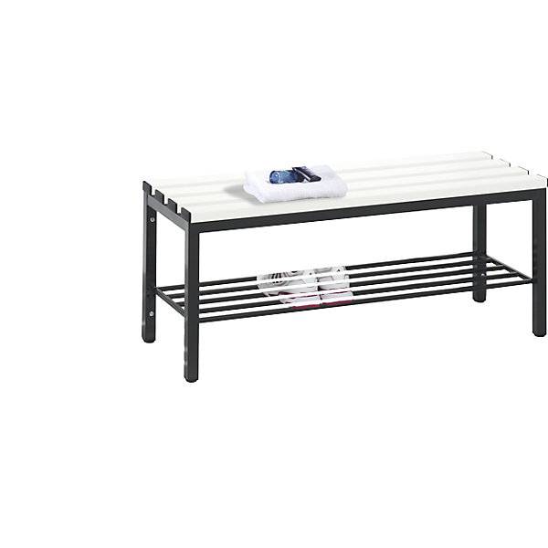 Umkleidebank BASIC Kunststoffleisten Länge 1000 mm reinweiß Schuhrost. C+P 587151 49