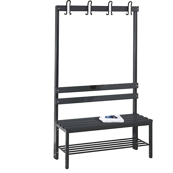 Umkleidebank Basic, einseitig, Sitzleisten schwarzgrau, B 1000 mm, mit Schuhrost