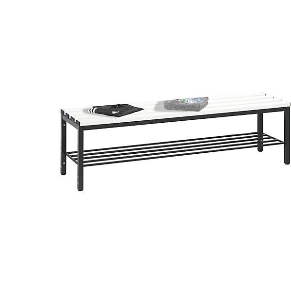 Umkleidebank BASIC Kunststoffleisten Länge 1500 mm reinweiß Schuhrost. C+P 587181 49