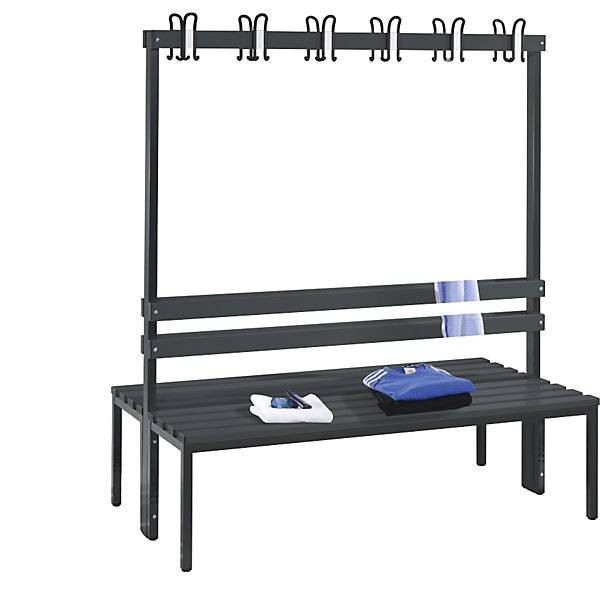 Umkleidebank Basic, doppelseitig, Sitzleisten schwarzgrau, B 1500 mm-0