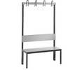 Umkleidebank COMFORT einseitig HPL Lehne und Hakenleiste Länge 1000 mm silbergrau. C+P Moebelsysteme | GmbH &