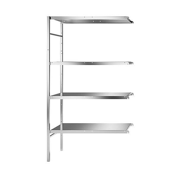 Edelstahl-Steckregal 4 glatte Fachböden Fachbodenbreite x Tiefe 940 x 540 mm Anbauregal. KEK GmbH 58916049-0