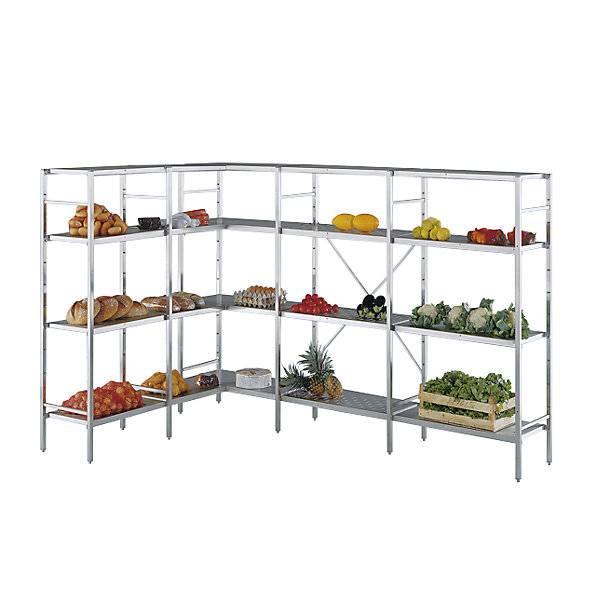 Edelstahl-Steckregal 4 glatte Fachböden Fachbodenbreite x Tiefe 940 x 540 mm Anbauregal. KEK GmbH 58916049-1