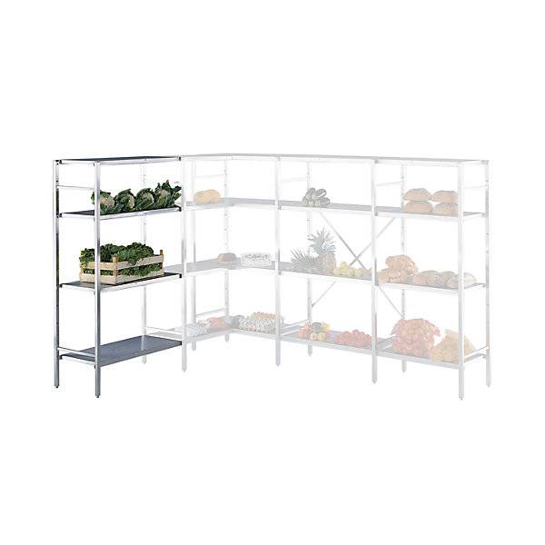 Edelstahl-Steckregal 4 glatte Fachböden Fachbodenbreite x Tiefe 940 x 540 mm Anbauregal. KEK GmbH 58916049-2