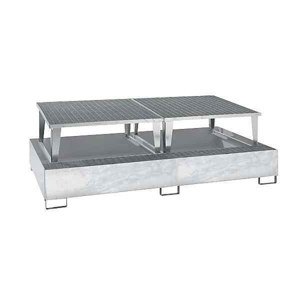 Stahl-Auffangwanne für Tankcontainer IBC / KTC LxBxH 2650 x 1460 x 865 mm mit 2 Abfüllaufsätzen Auffangvolumen-0