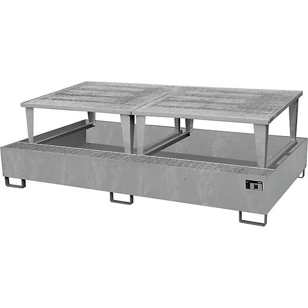 Stahl-Auffangwanne für Tankcontainer IBC / KTC LxBxH 2650 x 1460 x 865 mm mit 2 Abfüllaufsätzen Auffangvolumen-1