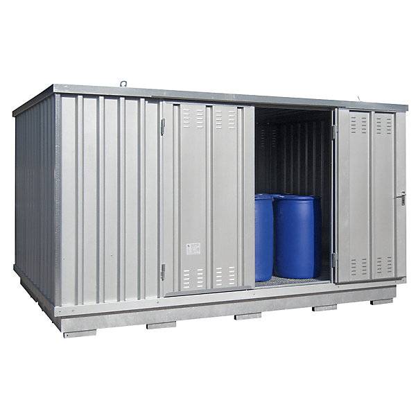 Gefahrstoff-Container auch zur aktiven Lagerung entzündbarer Stoffe Außen-HxBxT 2400 x 4075 x 2875 mm verzinkt.-0