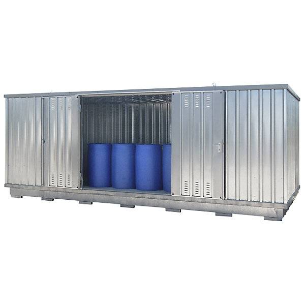 Gefahrstoff-Lagercontainer für gewässergefährdende Medien Außen-HxBxT 2385 x 6075 x 2875 mm verzinkt. Lacont