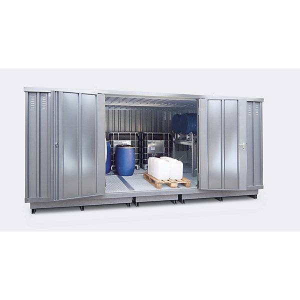 Gefahrstoff-Lagercontainer für gewässergefährdende Medien Außen-HxBxT 2385 x 6075 x 2875 mm verzinkt. Lacont-1