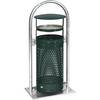Kombiascher mit Rohrbogen und Dach Volumen 65 l BxHxT 580 x 1160 x 380 mm moosgrün. VAR 60757049