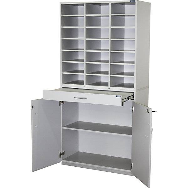 Sortierstation HxBxT 1864 x 913 x 440 mm 21 Fächer DIN A4 lichtgrau RAL 7035. TAKKT Industrial & Packaging-0