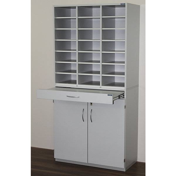 Sortierstation HxBxT 1864 x 913 x 440 mm 21 Fächer DIN A4 lichtgrau RAL 7035. TAKKT Industrial & Packaging-1