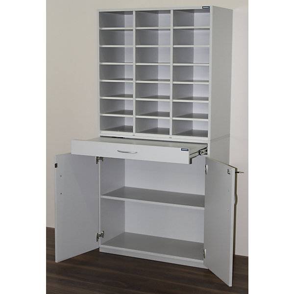 Sortierstation HxBxT 1864 x 913 x 440 mm 21 Fächer DIN A4 lichtgrau RAL 7035. TAKKT Industrial & Packaging-2