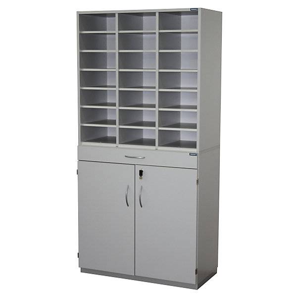 Sortierstation HxBxT 1864 x 913 x 440 mm 21 Fächer DIN A4 lichtgrau RAL 7035. TAKKT Industrial & Packaging-3