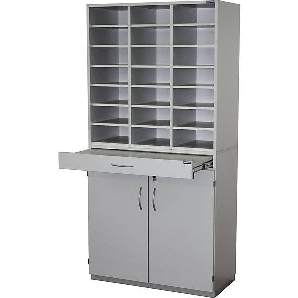 Sortierstation HxBxT 1864 x 913 x 440 mm 21 Fächer DIN A4 lichtgrau RAL 7035. TAKKT Industrial & Packaging-4