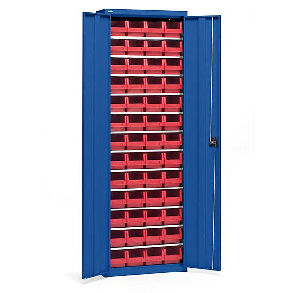 Materialschrank mit Lagerkästen Höhe 2000 mm 12 Fachböden enzianblau. TAKKT Industrial & Packaging GmbH-0