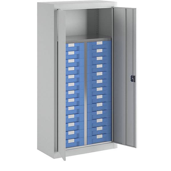 Material- und Schubladenschrank 1 Fachboden 26 Schubladen lichtgrau RAL 7035. TAKKT Industrial & Packaging-0