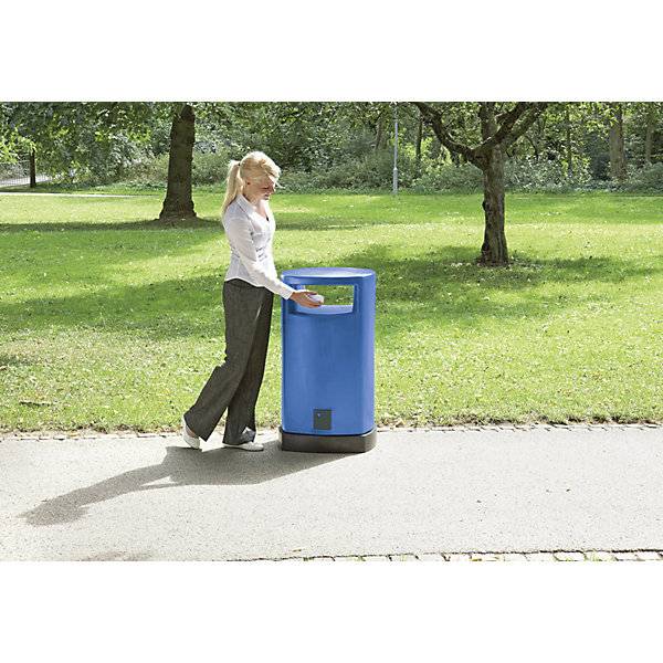Abfallsammler aus Kunststoff für außen Volumen 120 l BxHxT 580 x 1050 x 580 mm blau. Denios SE 61099449-3