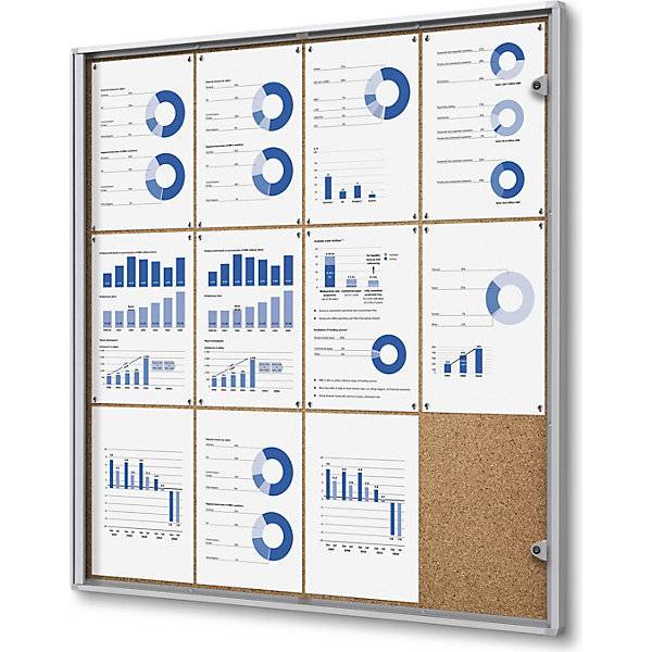 Schaukasten für innen Korkrückwand 12 DIN A4-Blätter HxB 963 x 931 mm. TAKKT Industrial & Packaging GmbH-2