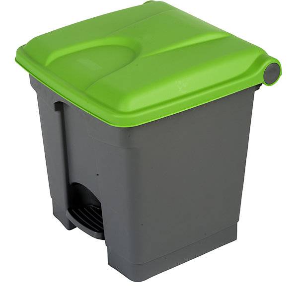 Treteimer Volumen 30 l BxHxT 410 x 435 x 400 mm grau Deckel grün. Probbax S.A.R.L. 61442049-0