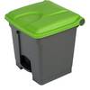 Treteimer Volumen 30 l BxHxT 410 x 435 x 400 mm grau Deckel grün. Probbax S.A.R.L. 61442049