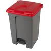 Treteimer Volumen 45 l BxHxT 410 x 600 x 400 mm grau Deckel rot. Probbax S.A.R.L. 61442549