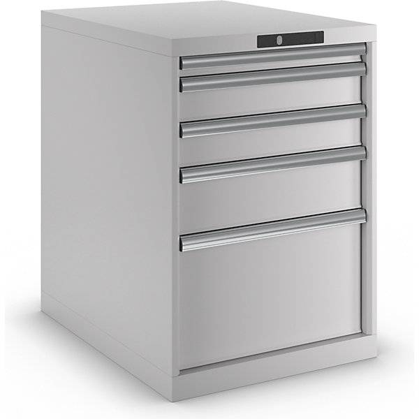 Schubladenschrank Stahlblech HxB 800 x 564 mm 5 Schubladen lichtgrau. Lista GmbH 61553349-0