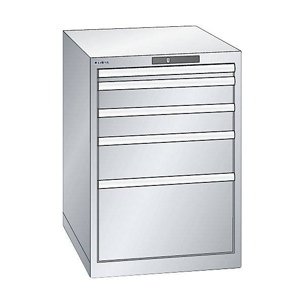 Schubladenschrank Stahlblech HxB 800 x 564 mm 5 Schubladen lichtgrau. Lista GmbH 61553349-1
