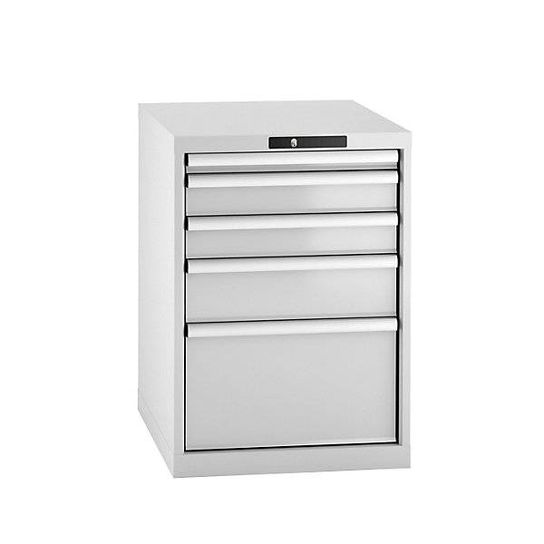 Schubladenschrank Stahlblech HxB 800 x 564 mm 5 Schubladen lichtgrau. Lista GmbH 61553349-2