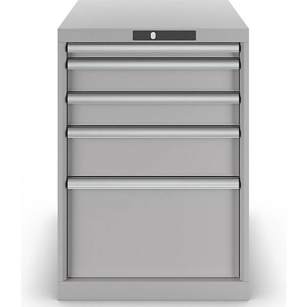 Schubladenschrank Stahlblech HxB 800 x 564 mm 5 Schubladen lichtgrau. Lista GmbH 61553349-3