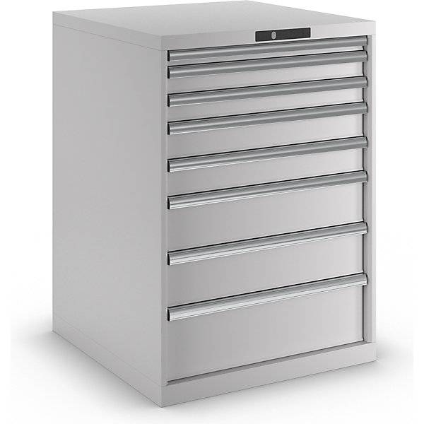 Schubladenschrank Stahlblech HxB 1000 x 717 mm 8 Schubladen lichtgrau. Lista GmbH 61555849-0