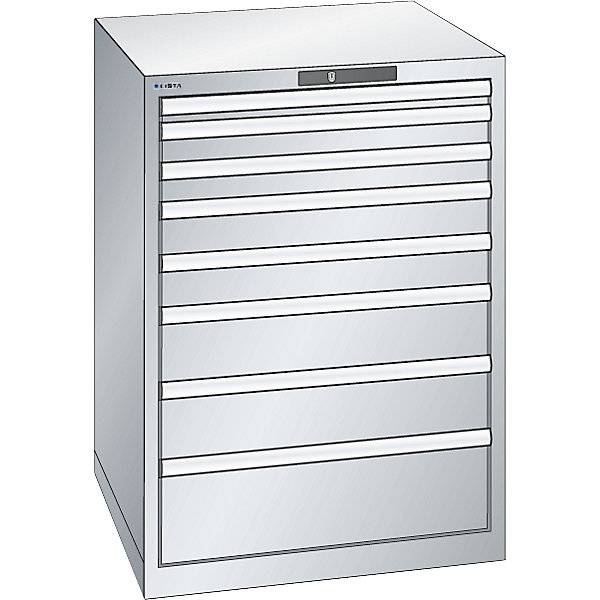 Schubladenschrank Stahlblech HxB 1000 x 717 mm 8 Schubladen lichtgrau. Lista GmbH 61555849-1