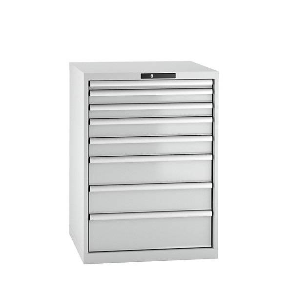 Schubladenschrank Stahlblech HxB 1000 x 717 mm 8 Schubladen lichtgrau. Lista GmbH 61555849-2