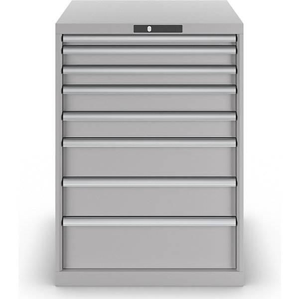 Schubladenschrank Stahlblech HxB 1000 x 717 mm 8 Schubladen lichtgrau. Lista GmbH 61555849-3