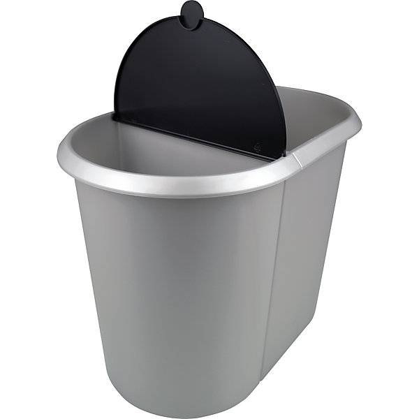 Papierkorb Kunststoff DUO mit zwei Sortierfächern Deckel schwarz Korpus silber VE 2 Stk. Maped Deutschland-4