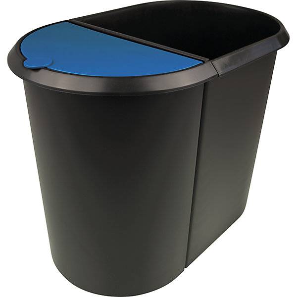 Papierkorb Kunststoff DUO mit zwei Sortierfächern Deckel blau Korpus schwarz VE 2 Stk. Maped Deutschland-0