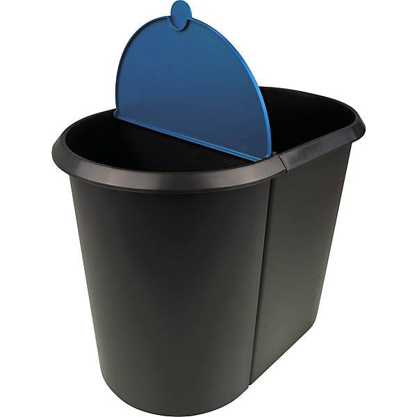 Papierkorb Kunststoff DUO mit zwei Sortierfächern Deckel blau Korpus schwarz VE 2 Stk. Maped Deutschland-4
