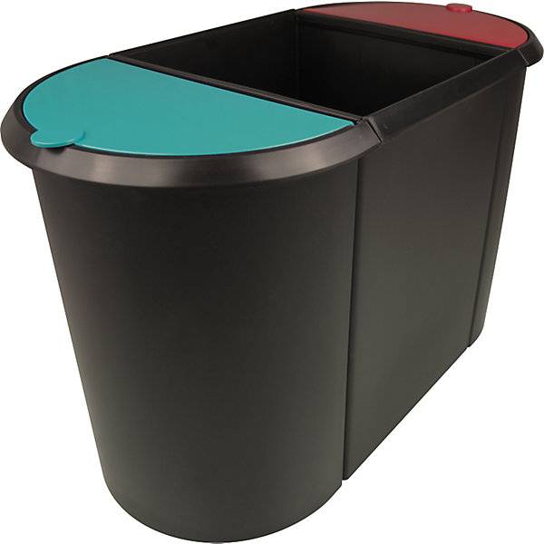 Papierkorb Kunststoff TRIO mit drei Sortierfächern Deckel grün / rot Korpus schwarz VE 2 Stk. Maped-0
