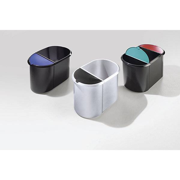 Papierkorb Kunststoff TRIO mit drei Sortierfächern Deckel grün / rot Korpus schwarz VE 2 Stk. Maped-1