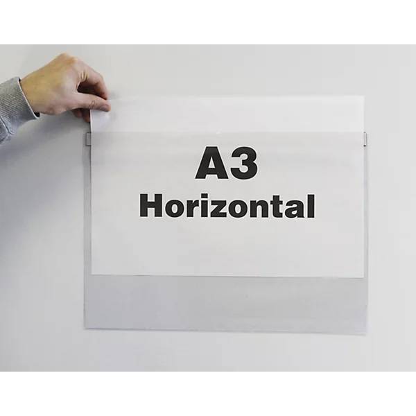 Dokumentenhüllen mit Magnetstreifen für A3 Querformat lange Seite offen VE 10 Stk. TAKKT Industrial &-2