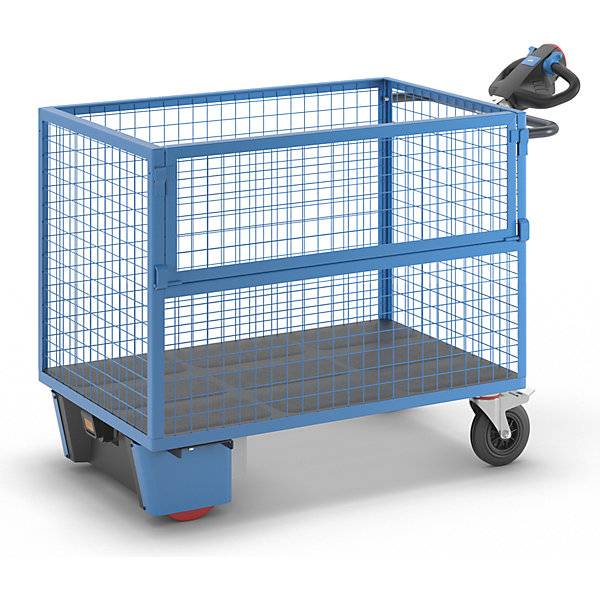 Kastenwagen mit Elektroantrieb Wände aus Stahlgitter ohne Deckel LxBxH 1620 x 820 x 1200 mm. TAKKT Industrial &