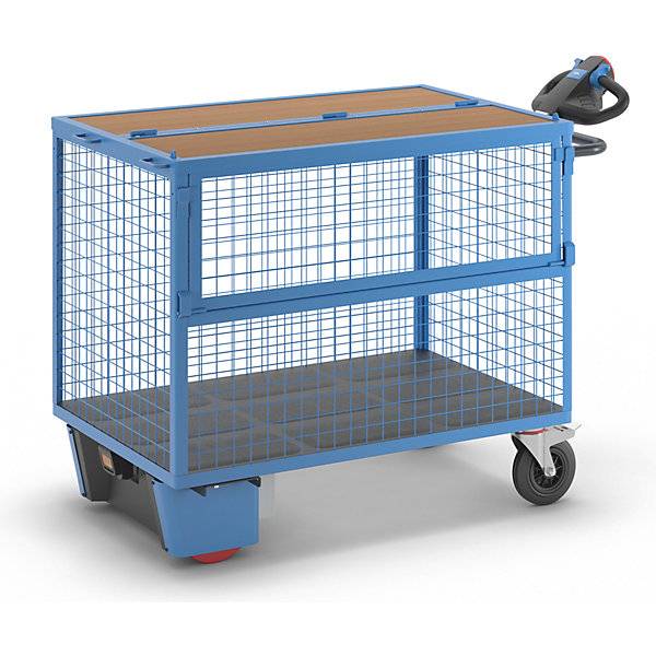 Kastenwagen mit Elektroantrieb Wände aus Stahlgitter mit Deckel LxBxH 1630 x 830 x 1200 mm. TAKKT Industrial &-0