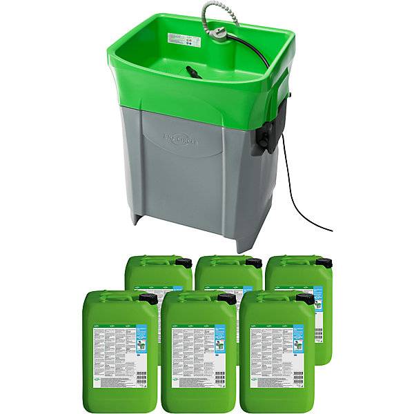 Teilewaschgerät GT COMPACT Set mit 6 x 20-l-Industriereiniger Arbeits-BxT 700 x 480 mm. Bio Circle Surface-0