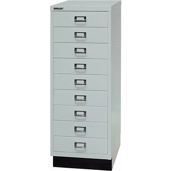 MultiDrawer™ 39er Serie mit Sockel DIN A3 9 Schubladen lichtgrau schwarz. Bisley GmbH 65127449-1