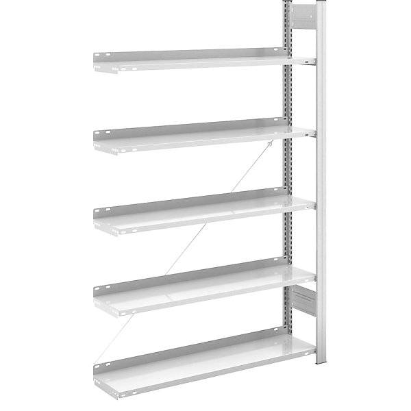 Akten-Steckregal RAL 7035 Regalhöhe 1750 mm einseitig Anbauregal BxT 1000 x 300 mm. Jul. vom Hofe GmbH & CO.