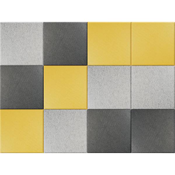 Akustik-Wandfliese HxB 300 x 300 mm je 4 x gelb hellgrau dunkelgrau VE 12 Stk. TAKKT Industrial & Packaging
