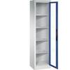 Sichtfenster-Flügeltürschrank HxBxT 1950 x 502 x 400 mm 4 Fachböden lichtgrau / enzianblau. C+P Moebelsysteme |