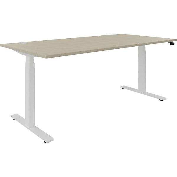 Schreibtisch BOTTOM-UP elektrisch höhenverstellbar gerade BxT 1800 x 900 mm Ahorn/weiß. FM Büromöbel GmbH