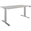 Schreibtisch BOTTOM-UP elektrisch höhenverstellbar gerade BxT 1600 x 800 mm lichtgrau/silber. FM Büromöbel