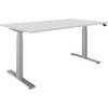 Schreibtisch BOTTOM-UP elektrisch höhenverstellbar gerade BxT 1600 x 900 mm weiß/silber. FM Büromöbel GmbH